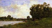 Charles-Francois Daubigny Cattle on the Bank of a River oil painting